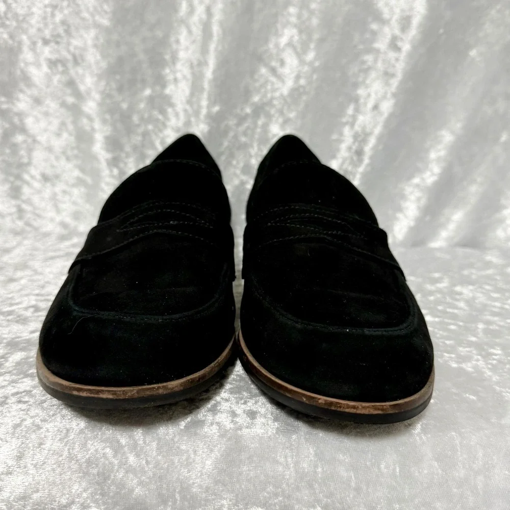 Clarks Collection Womens 7.5M Trish Rose Black‎ Suede Penny Loafers Comfort